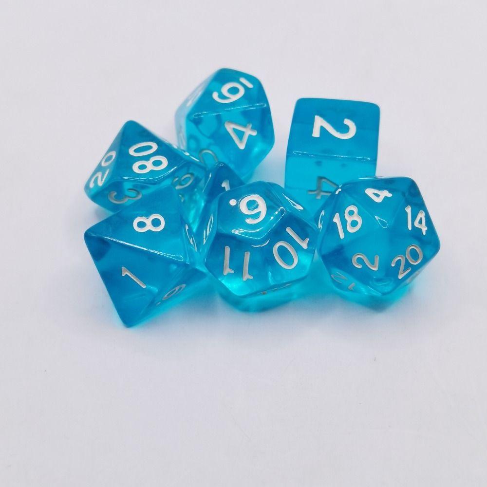7-Die Transparent Digital Dice Set Acrylic Table Opaque Polyhedral Dices for DND Dice Tabletop Role-Playing Game Dice