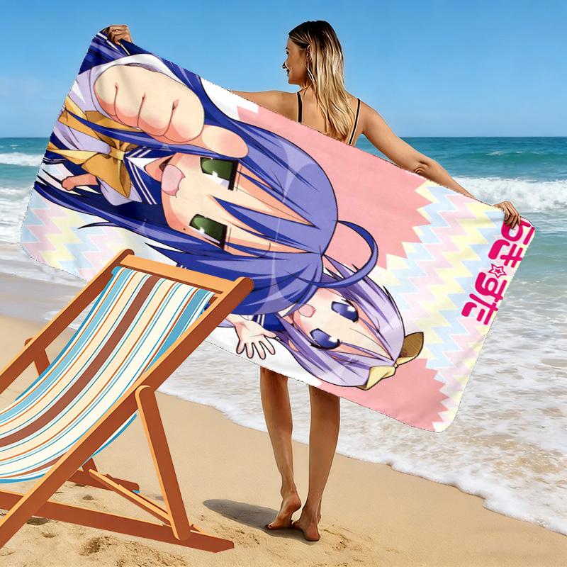 Lucky Star 2D Flat Print Beach Towel, Large Soft Quick Dry Towel for Beach Camping SwimmingDSTJ0925495