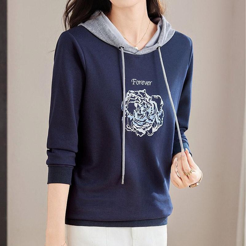 Sweatshirt Women Cotton Oversized Blouse Loose Casual Pullover Hooded Sweatshirt Tops
