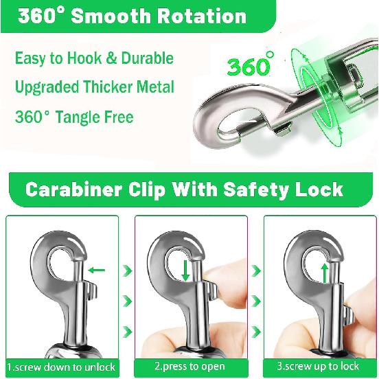 30FT Long Leash for Dogs,Heavy Duty Reflective Long Dog Leash with Swivel Hook and Comfortable Padded Handle for Large Medium Small Pets