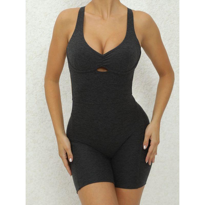 Fashion Cross Back Adjustable Cut Out Yoga Jumpsuit Dance Fitness One-Piece Hip Lifting Sport Jumpsuit