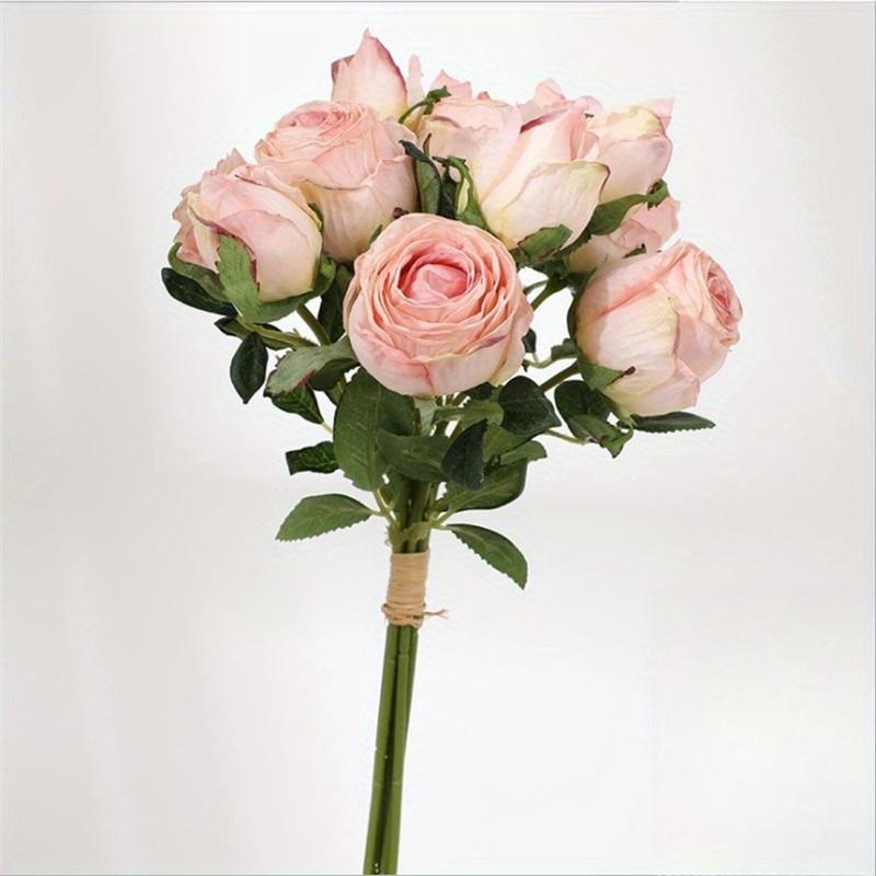 1Pc Multicolor Plastic 6-Stem Retro Burnt Edge Roses, Suitable for Wedding Party Decoration Home Decoration Potted Ornaments