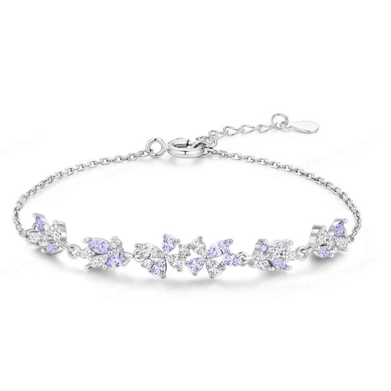 Wisteria Flower Zircon Full Diamond Pendant Clavicle Necklace For Women Light Luxury Fashion