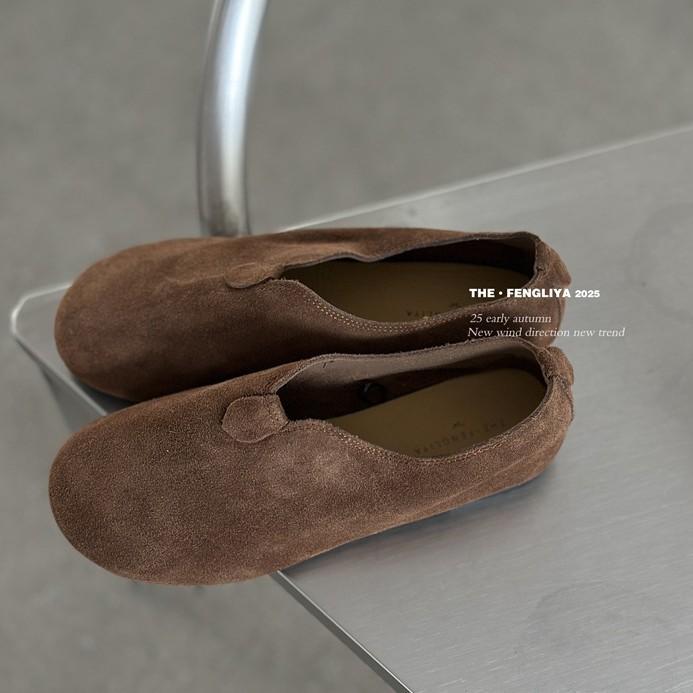 Soft-soled Single Shoes Women's 2025 Autumn New Flat Shoes One-pedal Grandma Shoes Women's Versatile Doudou Shoes