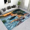 Largemouth Bass Jumping Fishing Scene Soft Area Rug, Non-Slip Living Room Bedroom Carpet, Office Chair Mat, Angler Gift