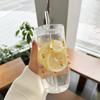 Kawaii blomma glaskopp med lock sugrör Söt apelsin kaffemugg Mjölkdrycker Koreanskt vatten Juice Tekopp Dryckesgods Present 600ml
