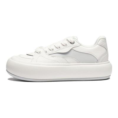 Li Ning Puff Platform Versatile Comfortable Simple Non-Slip Low-Top Sneakers Women Sneakers White Gray AZGU012-1