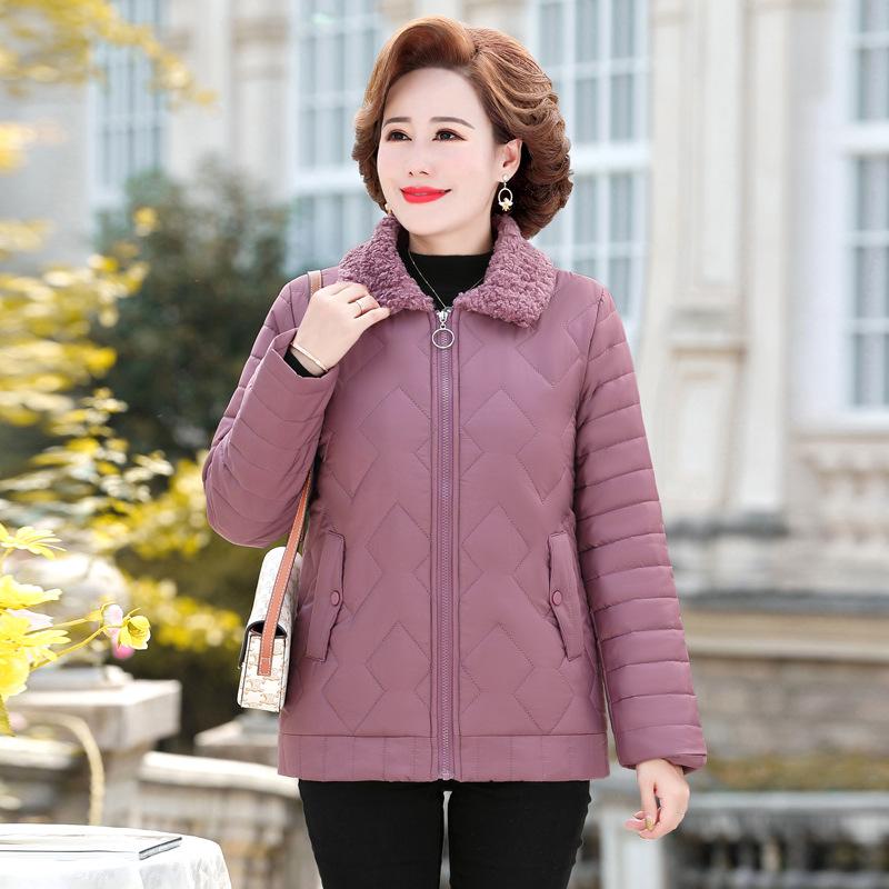 Autumn and Winter Small Cotton-padded Coat with Velvet Double-pocket Lapel Temperament Commuter Ladies Cotton-padded Coat