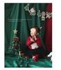 Dark Green & Wine Red Solid Color Christmas Photo Backdrop for Live Streams & Kids Photography