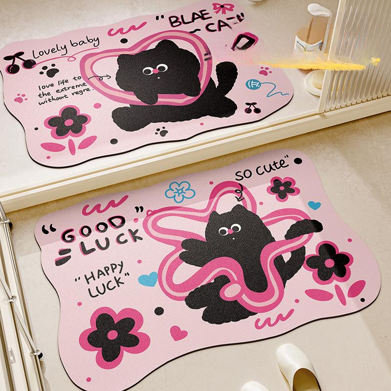 Cartoon Bathroom Floor Mat Diatom Mud Water Absorption Quick-drying Bathroom Door Anti-slip Foot Mat Toilet Toilet Toilet Door Mat