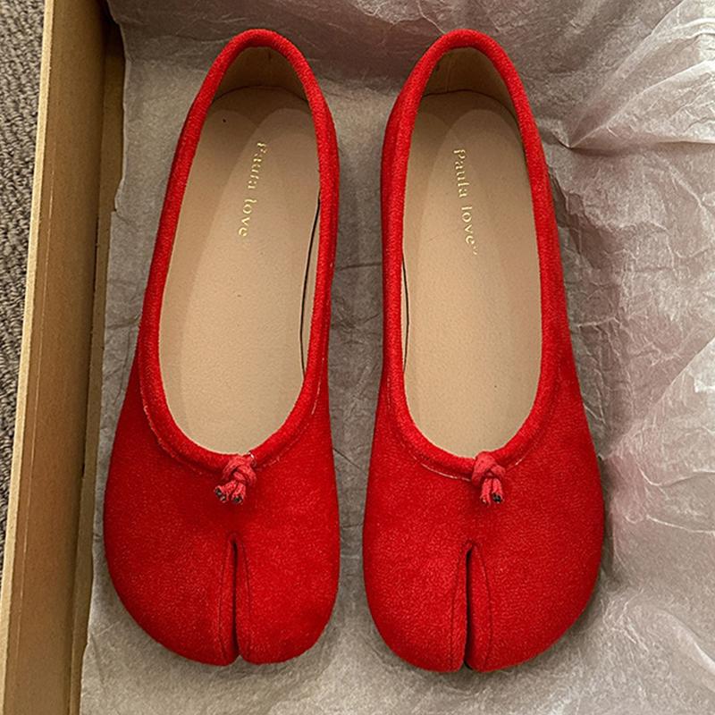 

2025 японский стиль Tabi Ninja Shoes женские ретро замшевые балетки с разрезом на носке лодочки женские джинсы Mary мокасины балетки 38