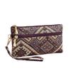 Retro Ethnic Style Clutch Purse Double Zipper Wristlet Wallet Long Wallet  Cell Phone Storage