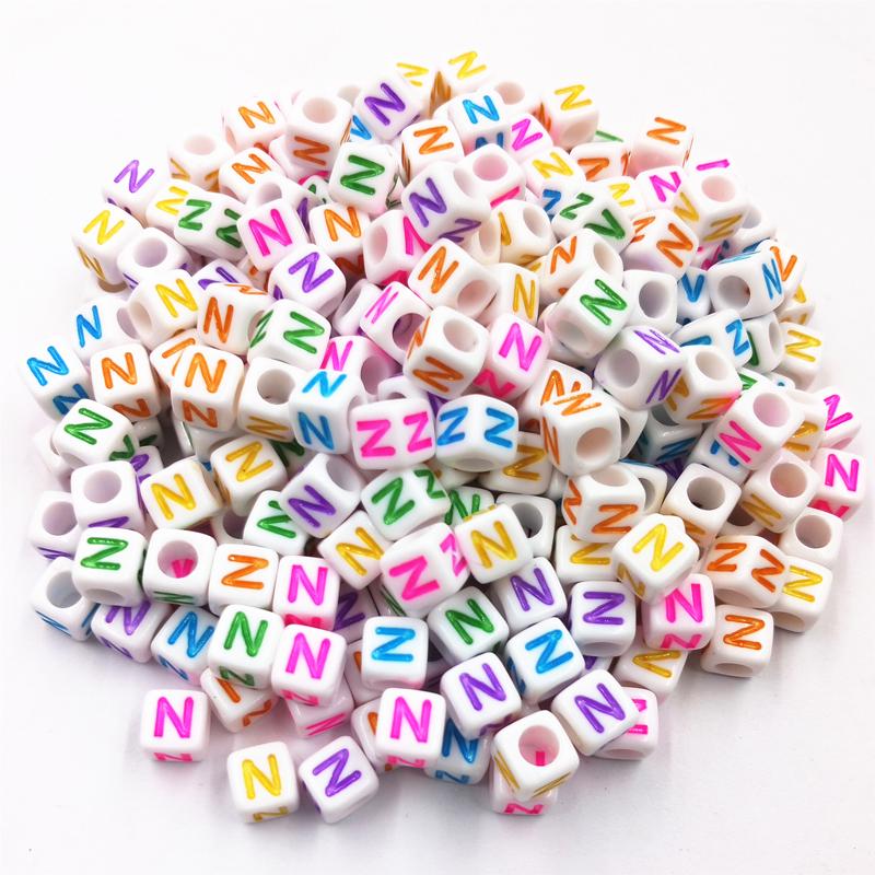 100 Pcs 6mm Acrylic Cube 26 Letters/Alphabet Colorful Loose Beads DIY Jewelry