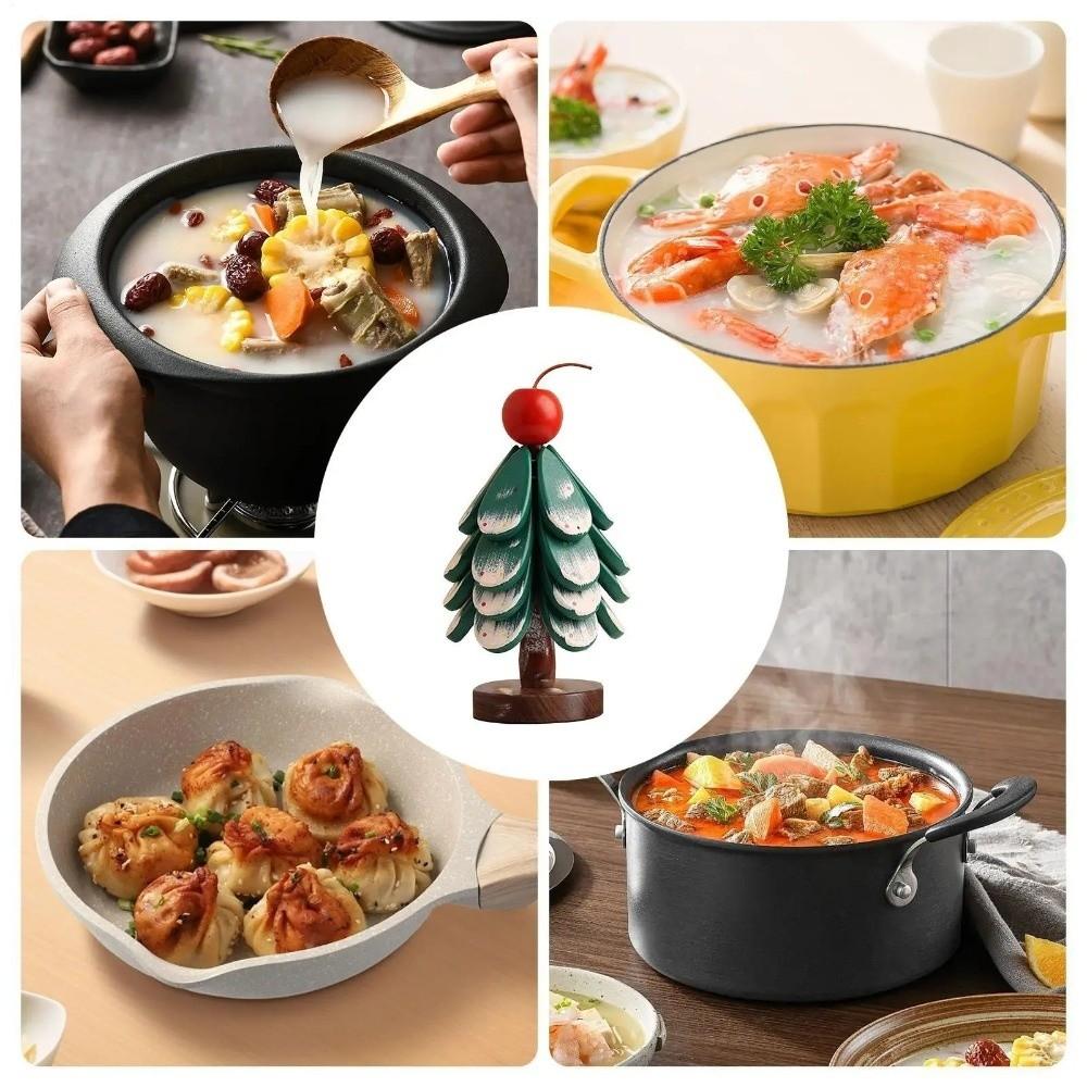 Non-Slip Base Christmas Tree Coasters Foldable Dish Mats Christmas Gift Bowl Mats  Christmas Party