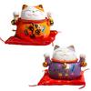 Felimoa Lucky Cat Money Feng Shui Decorative Ornament for Improved Includes Set of 2 and Box, Wealth, Cushion, (Purple Orange)