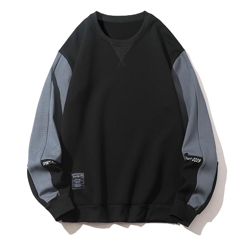

2025 Men s Crew Neck Sweatshirt - Korean Style, Loose Fit, Long Sleeve for Spring & Autumn 2XL чорний