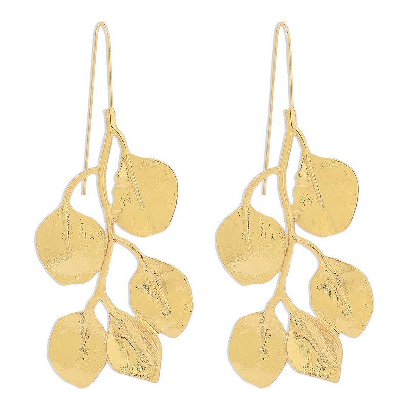 Fashion Metallic Leaf Necklace Female Fancy Accessible Luxury Model Style Leaf Necklace Luxury Niche Indifference Trend Gold Earrings
