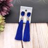 Retro flower gemstone with diamond fringed stud earrings long celebrity temperament earrings women's versatile earrings