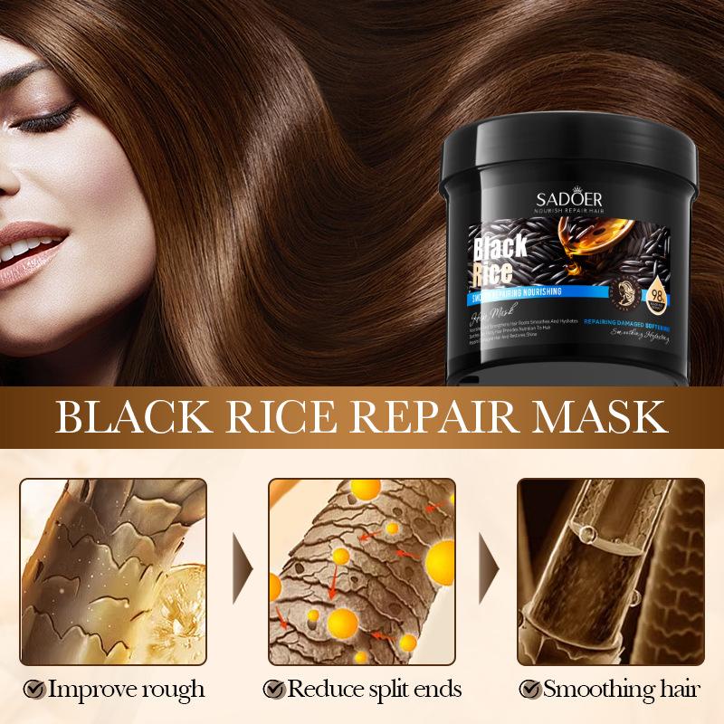 Black Rice Crumb Removal Softening Conditioner SADOER Anti-Broken Hair Nourishing Hair Mask