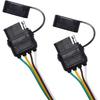 NEWSUN® Universal 4-Way Flat Y-Splitter Plug For Tailgate Light Bars & Trailer Lights,Plug & Play Adapter Extension Harness Wiring Plug 4 Pin