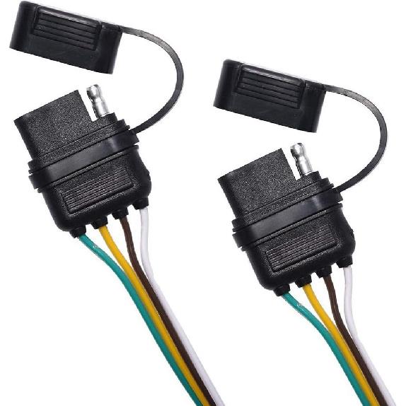 NEWSUN® Universal 4-Way Flat Y-Splitter Plug For Tailgate Light Bars & Trailer Lights,Plug & Play Adapter Extension Harness Wiring Plug 4 Pin