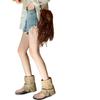 Fashion Toe Cool Boots Cover Boots Summer New Leather Fashion Round Head Personalized Herringbone Sandals