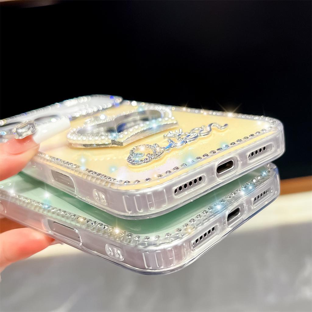 Handmade Sparkly Diamond Crown Mirror IMD Phone Case, Compatible with iPhone 13,iPhone 14,iPhone 15,iPhone 16,iPhone 17 Series