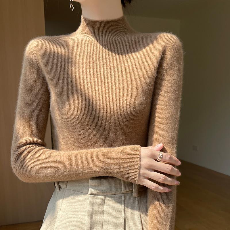 

Бесшовный полувысокий воротник базовый слой осень зима приталенный вязаный свитер женский универсальный водолазка нижнее белье 2XL