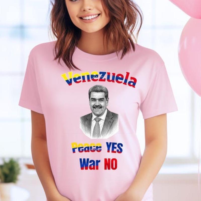 

Maduro Venezuela Peace YES War NO Shirt Pro Peace Venezuelan Flag Tee Printed Tshirt Tops Crewneck Casual Regular Short Sleeve S