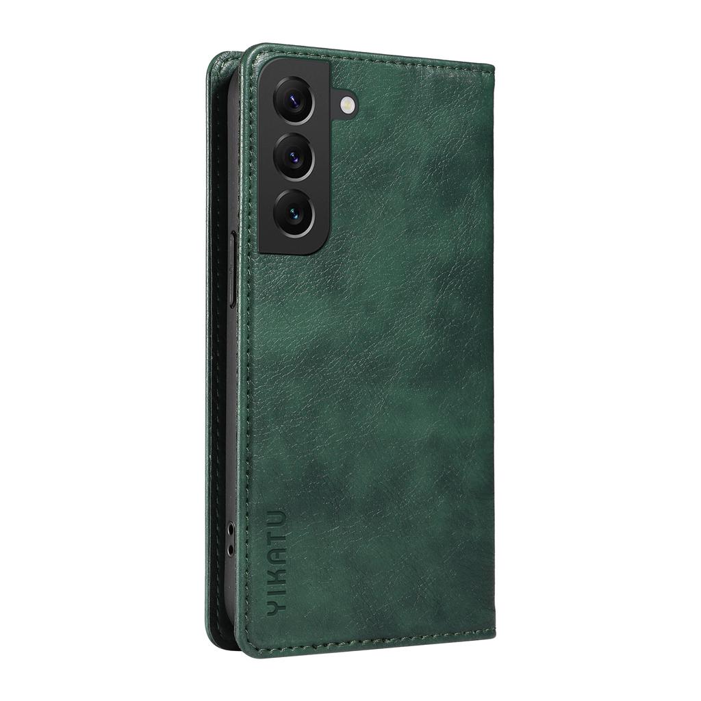 YIKATU YK-006 For Samsung Galaxy S22 5G Magnetic Case Litchi Texture Leather Flip Stand Phone Shell