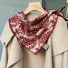 Silk Wool Square Scarf Scarf Shawl Classical Art Red Versatile Silk Wool Scarf Women's Spring and Autumn Warm Silk Scarf