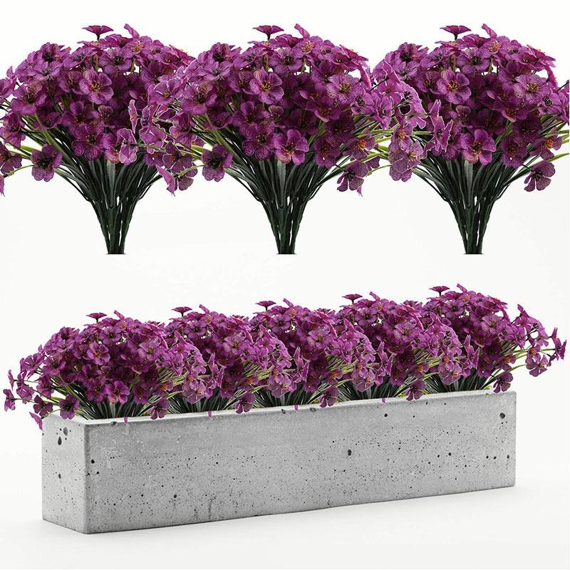 1/3 Bundle Outdoor Artificial Flowers No Fade Fake Violet Flowers for Home Outdoor Garden Patio Window Wedding Decoration