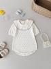 Infant Girl Cotton Knit Ruffle Collar Romper, Short Sleeve Summer Style
