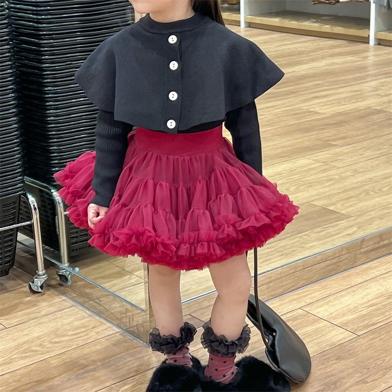 

Girl Tutu Skirt Princess Skirt Mesh Fluffy Skirt Spring Summer Versatile Lotus Leaf Skirt L