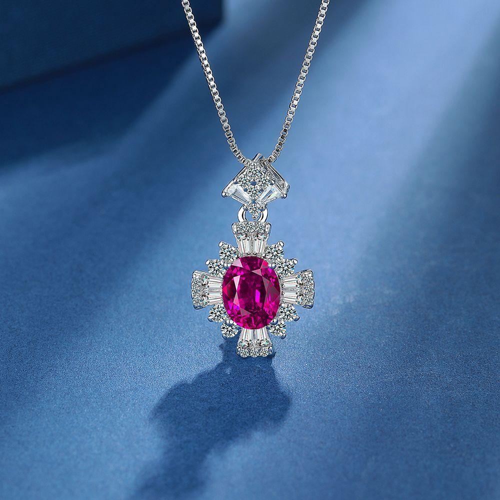 925 Sterling Silver Jewelry Set Purple Zircon Women Necklace Earrings Ring Birthday Party Wedding Jewelry Set Gift
