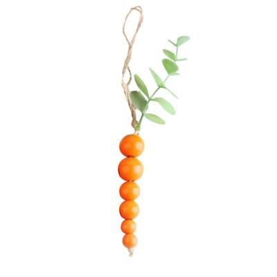 Easter Wooden Carrot Beads String Wood Pendant Spring Home Party Decoration for Birthday Housewarming