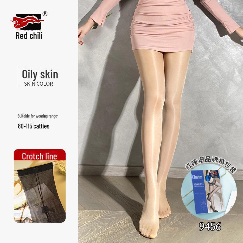 Shiny Red Pepper Ultra-Thin Sexy Pantyhose - Anti-Hook Silk Stockings for Women