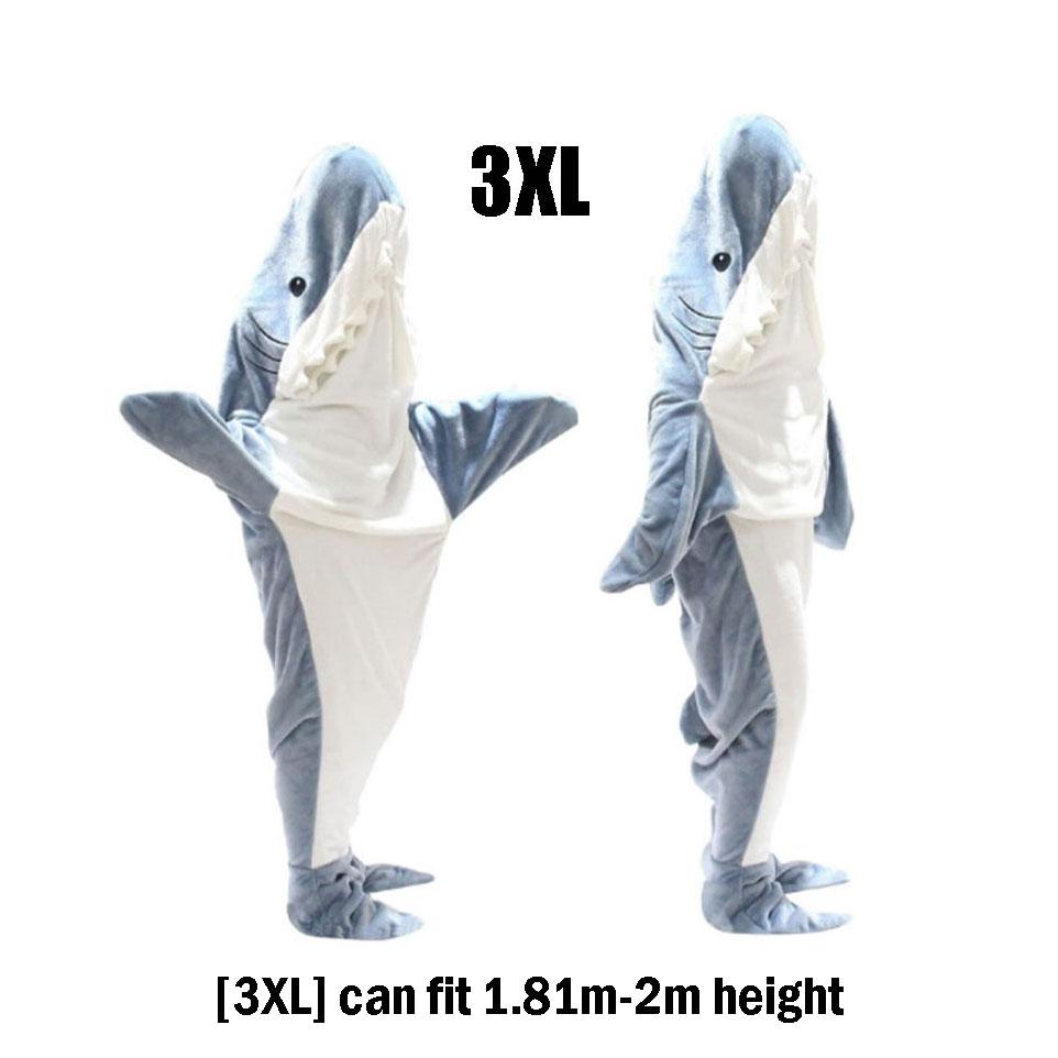 Cartoon Shark Blanket Hoodie Women Kigurumi Playsuit Kids Parents Hooded Warm Flannel Funny Homewear Shark Onesie Sleeping Bag