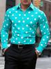 Men's Polka Dot Shirt Casual, Breathable, Comfortable, Fashionable and Trendy Men's Long Sleeved Shirt, Lapel Shirt