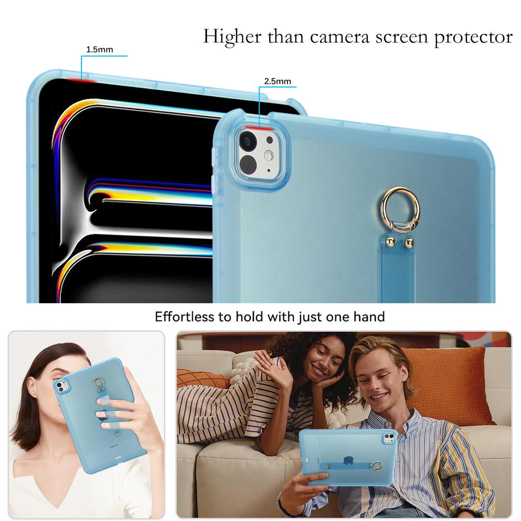 For iPad Pro 11 (2024) Case Shockproof TPU Tablet Cover with Wristband