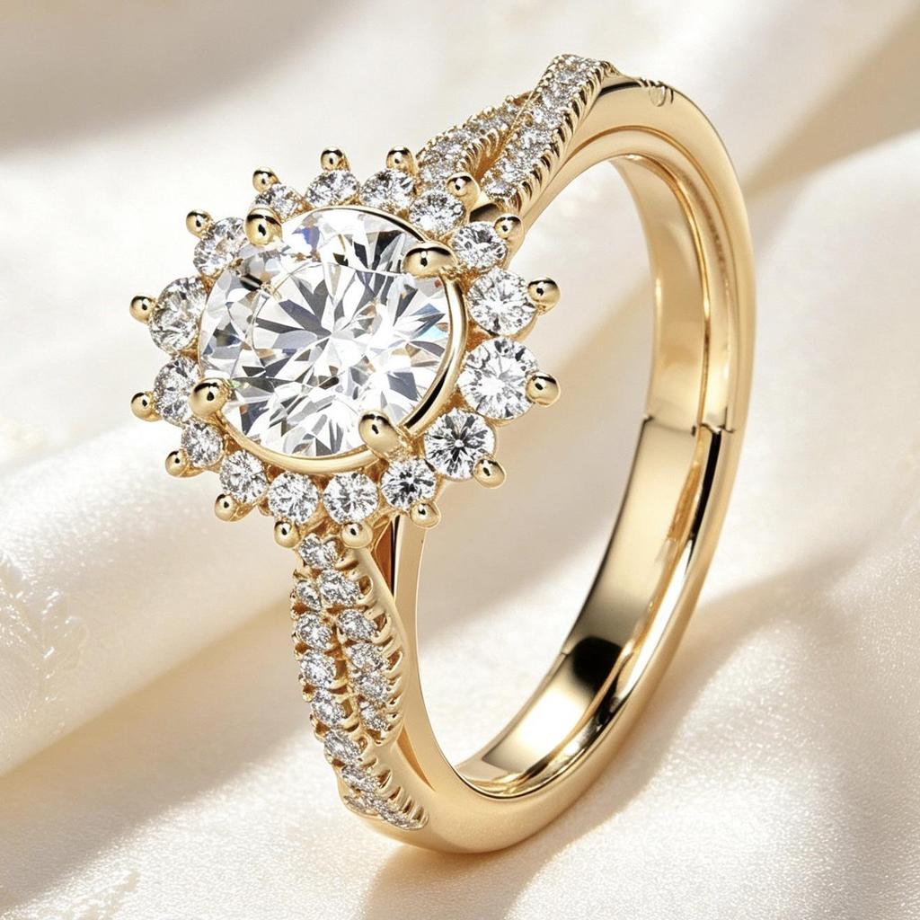Three Heroes Gold Plated Alloy Zircon Engagement Ring for Women