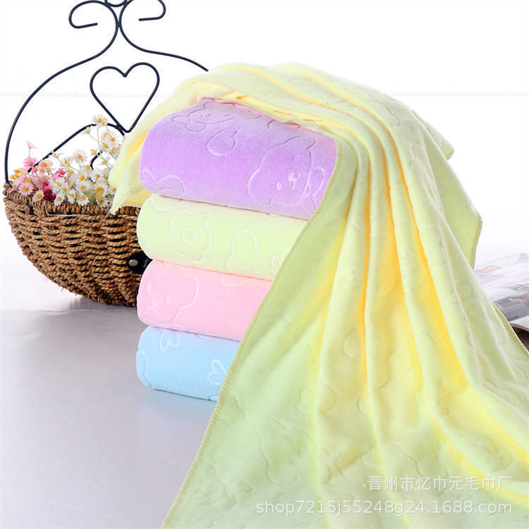 Microfiber 70 * 140 Bath Towel Promotional Towel Bear Embossed Adult Beach Towel