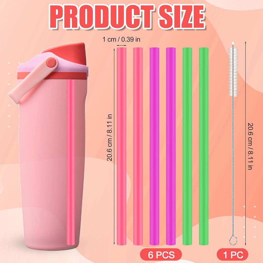 6pcs Straw Replacements for Owala FreeSip Sway 30oz, Plastic Straws Reble with Cleaning Brush Tumbler Cup Accessories Parts Compatible with Owala