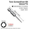 Torx Screwdriver Bit 50mm Magnetic S2 Steel 1/4'' Hex Shank Hollow Hole Security Bits T5-T40 Electric Drill Driver Hand Tools