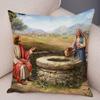 Vintage Jesus Christ Cushion Cover for Sofa Home Decor Colorful Cartoon Christ Savior Pillow Case Soft Plush Pillowcase xcm
