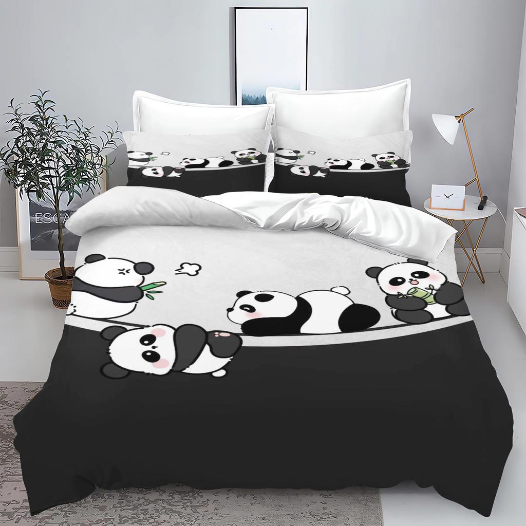 Panda Duvet Cover Set 3D Children'S Bedding Set Cotton Covers 3-Piece 1 Quilt Cover 100% Polyester Home Decor