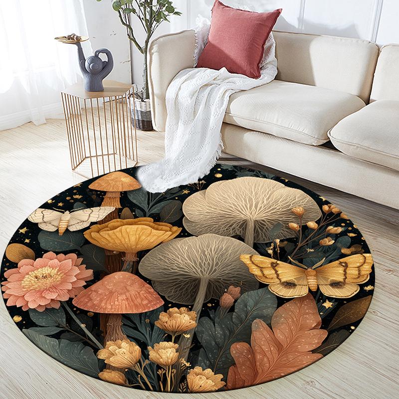 Forest pattern round rug,Carpet Rug for Living Room Bedroom Sofa Playroom Decor,Non-slip Floor Mat,Holiday Gifts and Birthday Gifts