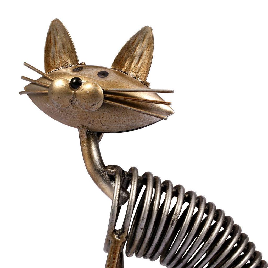 TOOARTS Metal Sculpture Iron Art Cat Spring Cat Handicraft Crafting Decoration Home Furnishing Ornaments