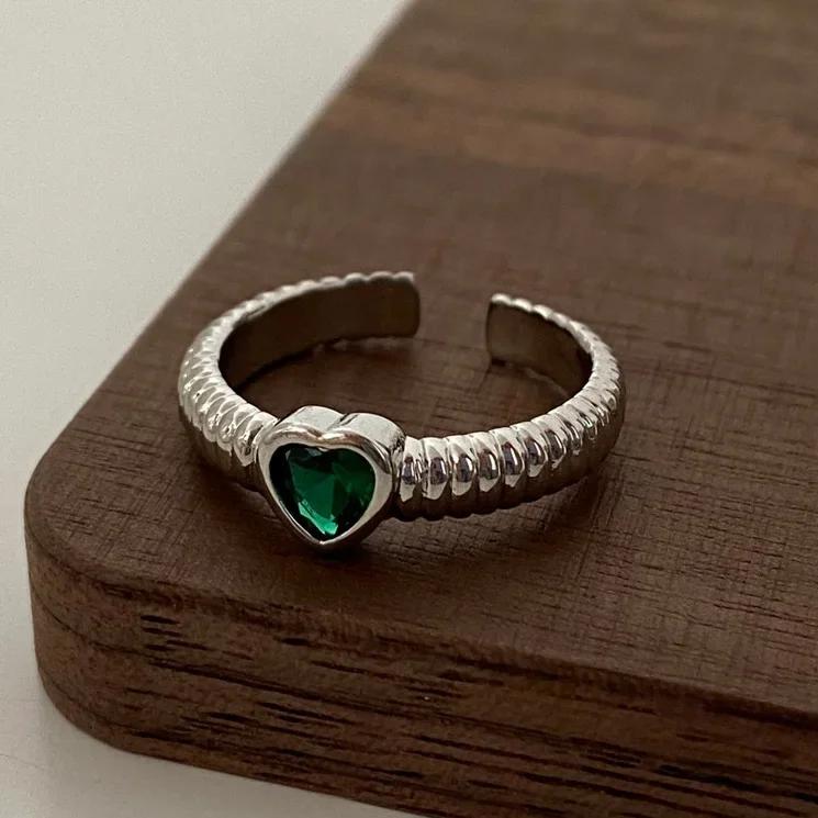 Ring Zircon Heart Rings For Women Cute Fine Jewelry Minimalist Adjustable Accessories Gift  HipHop Party Wedding Creative