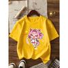 European Sizes Girls' Summer KPOP Girl Group Cartoon Style Short Sleeve T-Shirt, Cute Idol Fashion Print, Breathable And Non-Stuffy Clothing